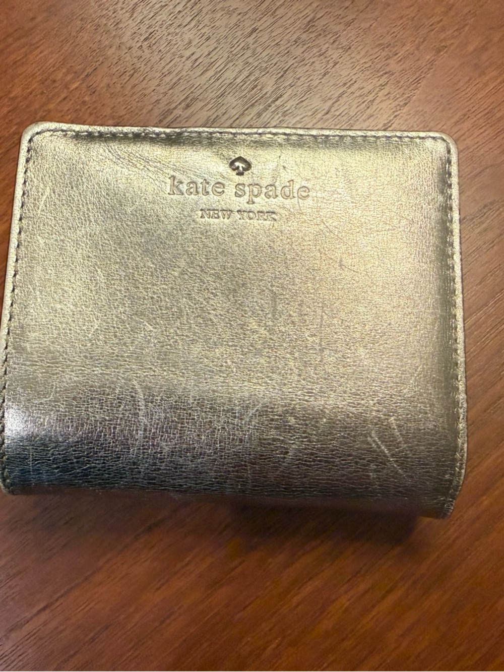 kate spade metallic leather bifold wallet